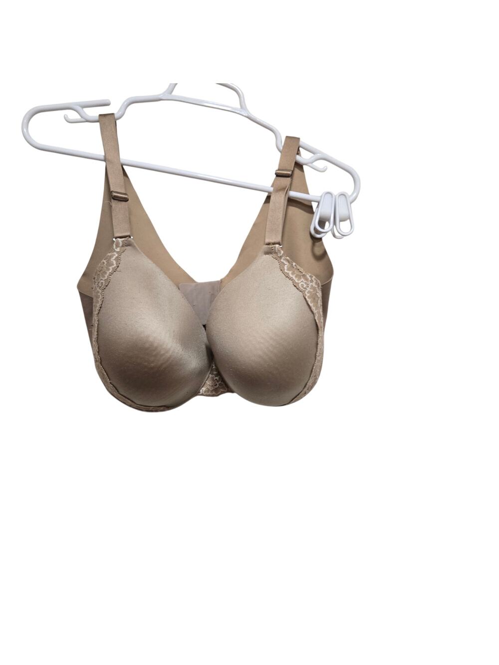 Soma Vanishing Back Full Coverage Lace Trim Bra 38DDD Nude Beige